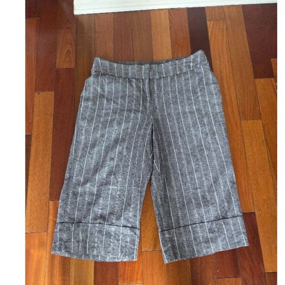 NWOT Lane Bryant  Grey Pinstrip Linen Blend Cropped Ankle Length Pants size 18 - Picture 2 of 10